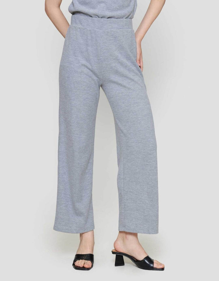 Nevada Sueding Knit Wide Leg Celana Panjang Wanita