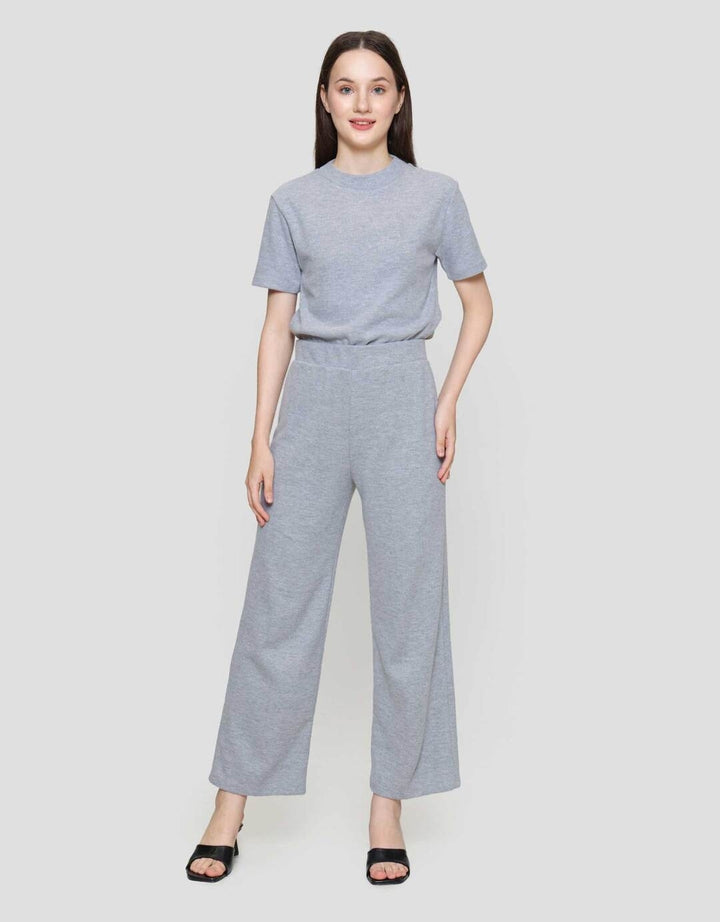 Nevada Sueding Knit Wide Leg Celana Panjang Wanita