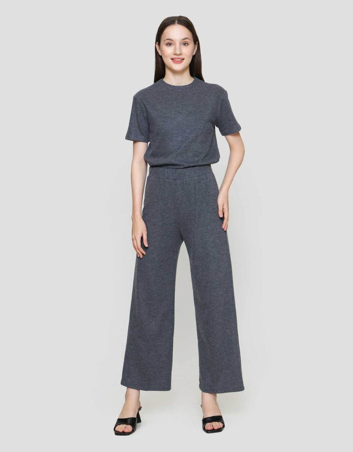 Nevada Sueding Knit Wide Leg Celana Panjang Wanita