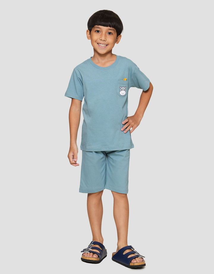 Little M Pls Ktg Aplikasi Hippo Pakaian Setelan Anak Laki-laki