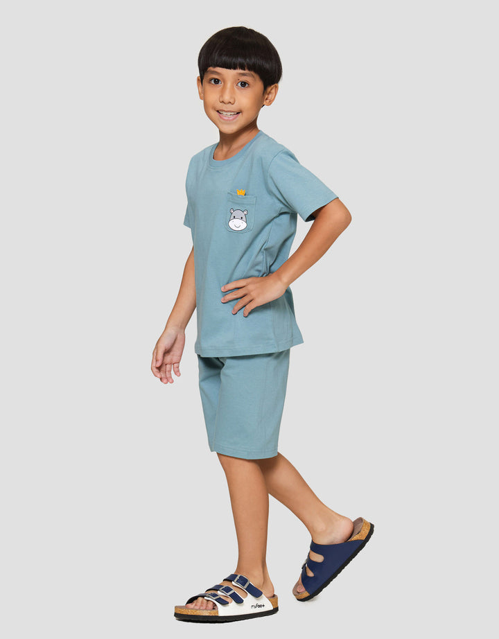 Little M Pls Ktg Aplikasi Hippo Pakaian Setelan Anak Laki-laki