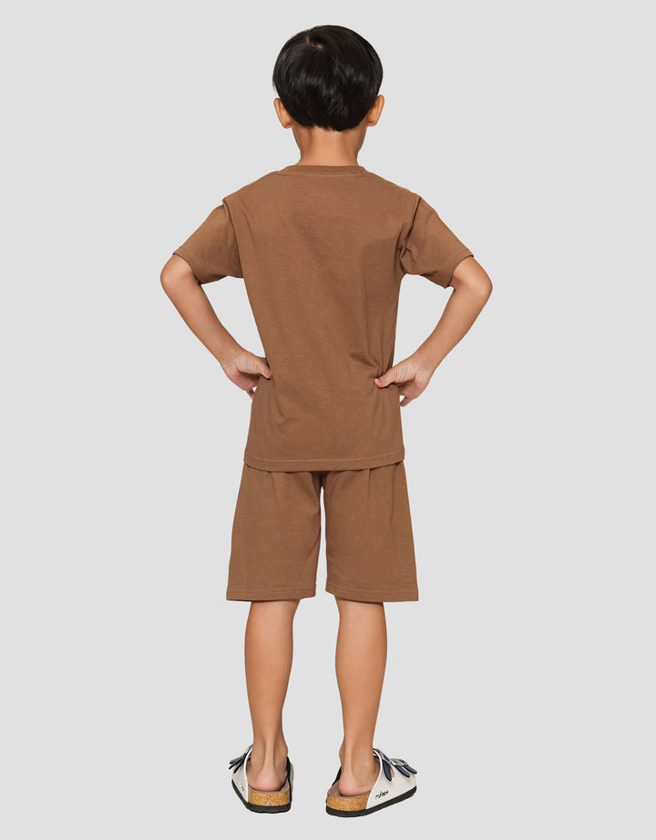 Little M Polos Dino Tyranno Bordir Pakaian Setelan Anak Laki-laki