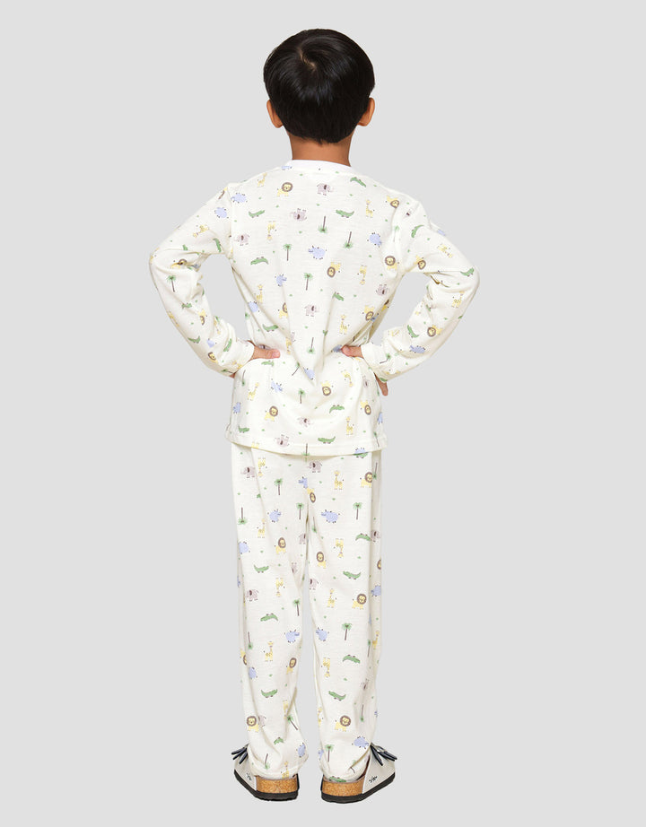 Little M  Print Animal Palm Tree Setelan Piyama Anak Laki-laki