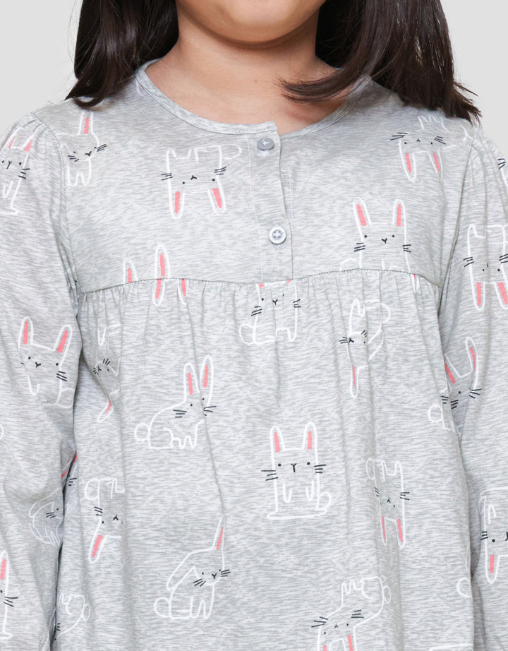 Little M Sleepwear Girls Fullprint Love Baju Piyama Anak Perempuan