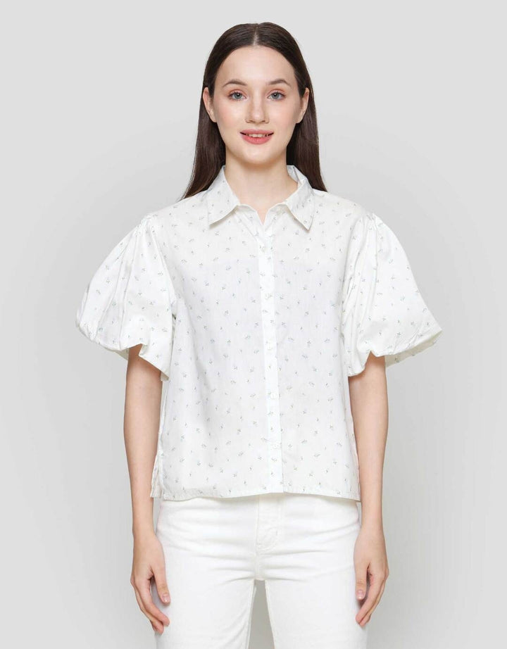 Nevada Print Balloon Sleeve Blouse Wanita