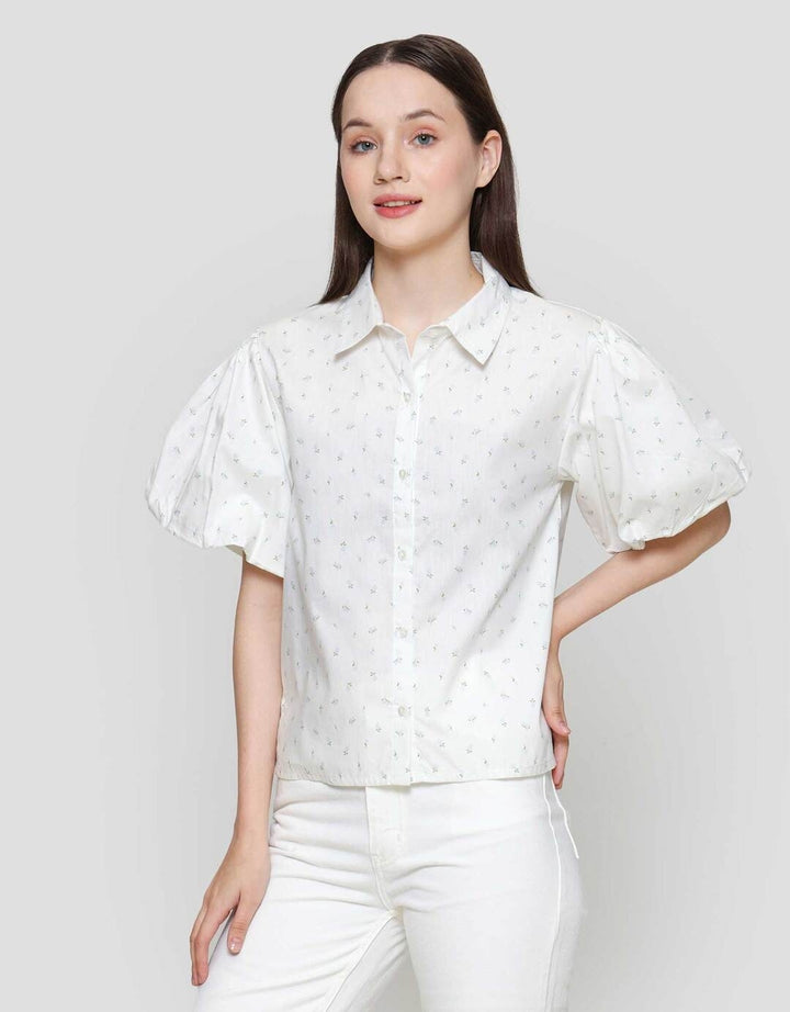 Nevada Print Balloon Sleeve Blouse Wanita
