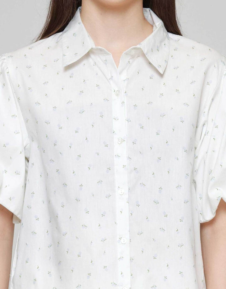 Nevada Print Balloon Sleeve Blouse Wanita