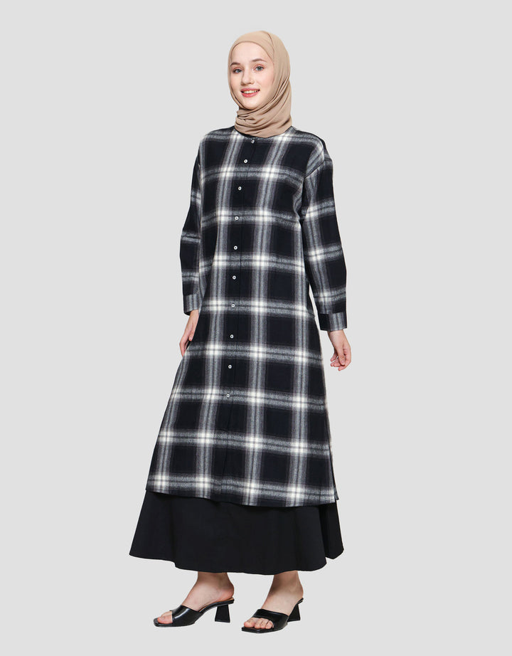 Annisa Plaid Flanel Maxi Dress Wanita