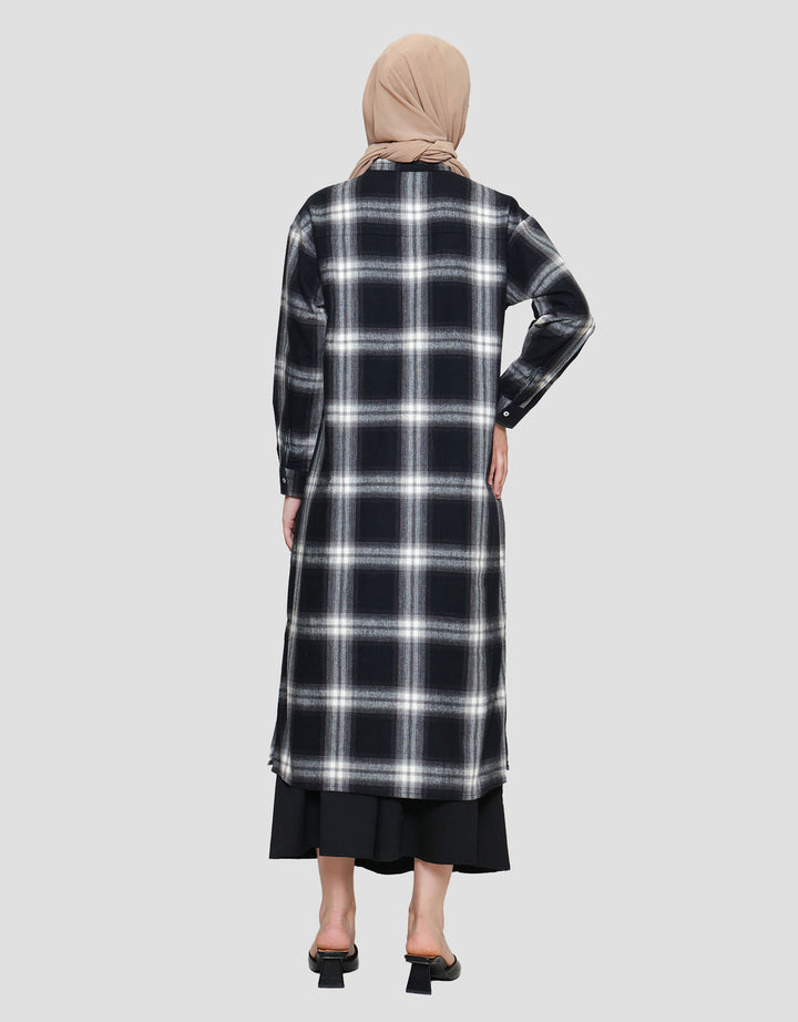 Annisa Plaid Flanel Maxi Dress Wanita