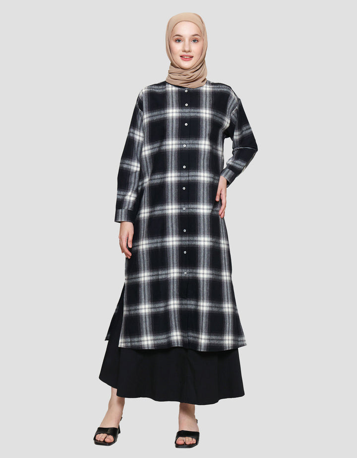 Annisa Plaid Flanel Maxi Dress Wanita