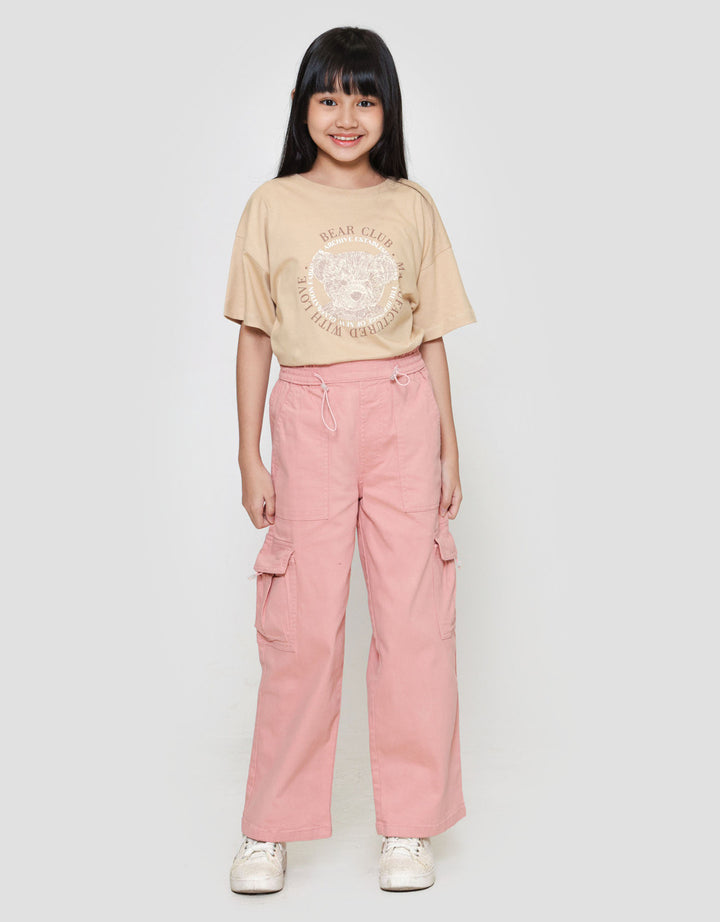 Nevada Stretch Cargo Pocket Fold Celana Panjang Anak Perempuan