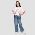 Nevada Wide Leg Kombinasi Pinggang Celana Denim Anak Perempuan