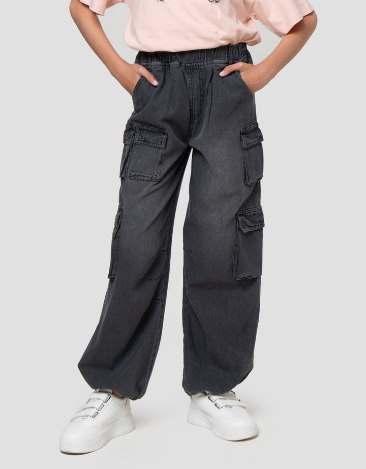 Nevada Wide Leg Kantong Celana Denim Anak Perempuan