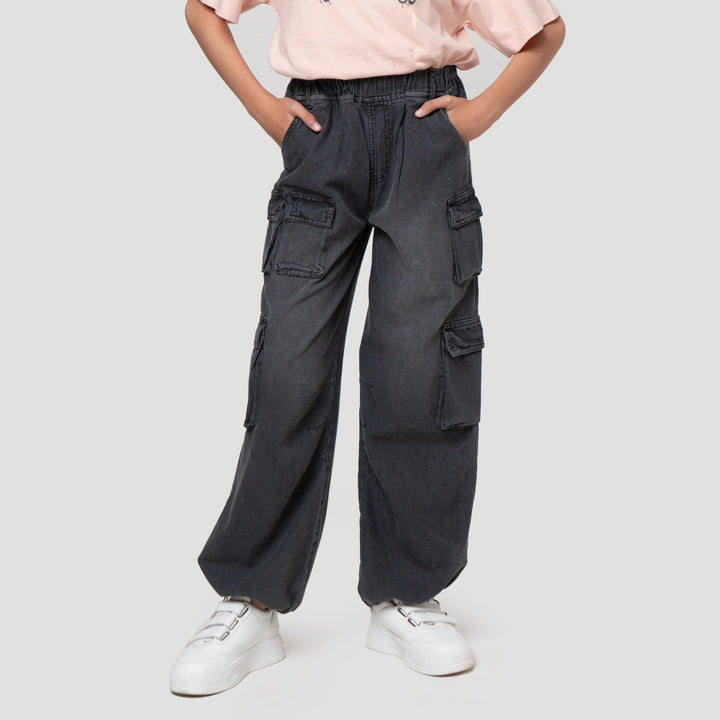 Nevada Wide Leg Kantong Celana Denim Anak Perempuan