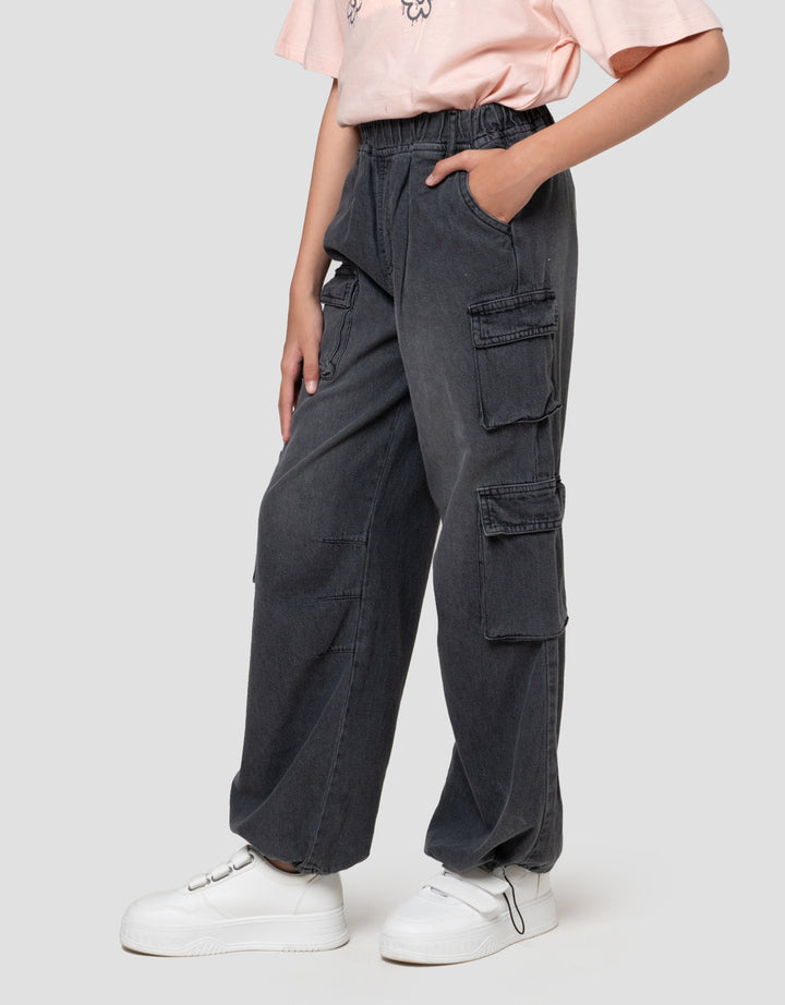 Nevada Wide Leg Kantong Celana Denim Anak Perempuan