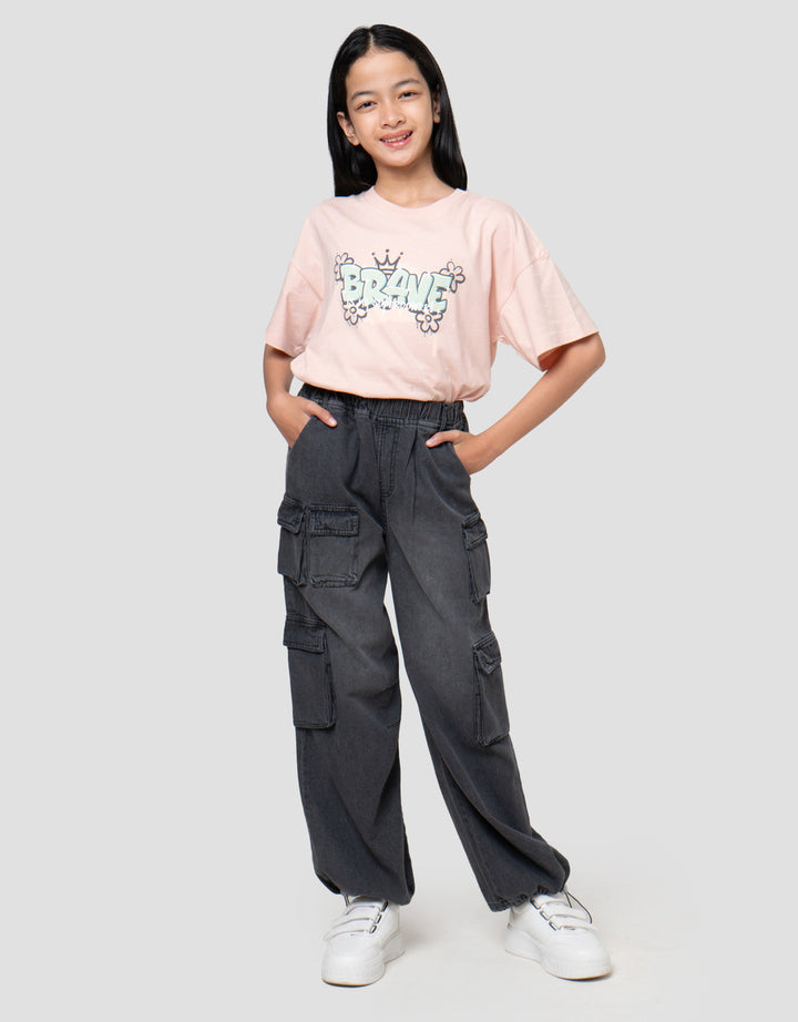 Nevada Wide Leg Kantong Celana Denim Anak Perempuan