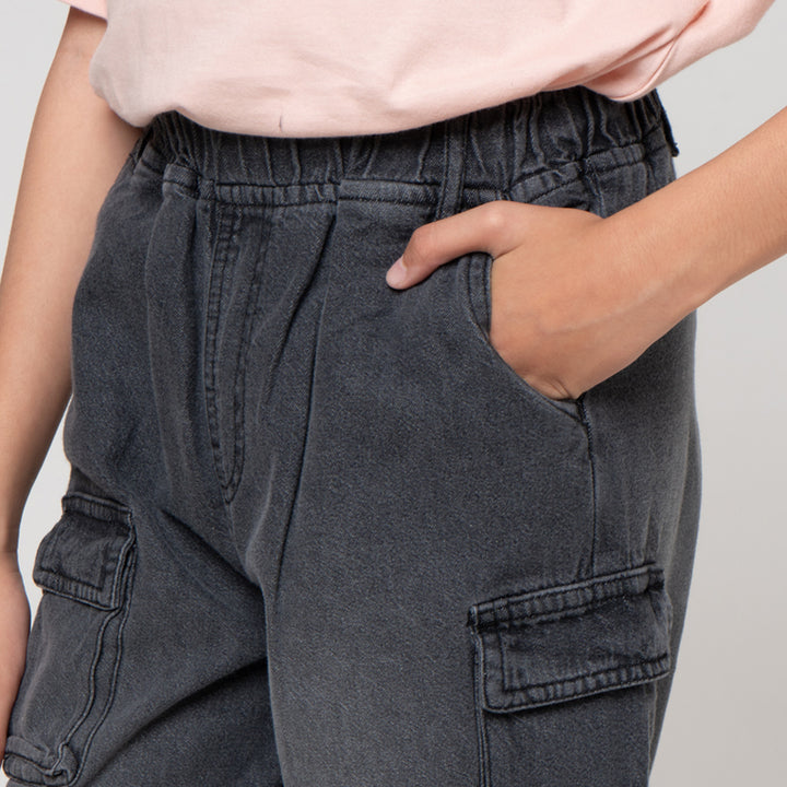 Nevada Wide Leg Kantong Celana Denim Anak Perempuan