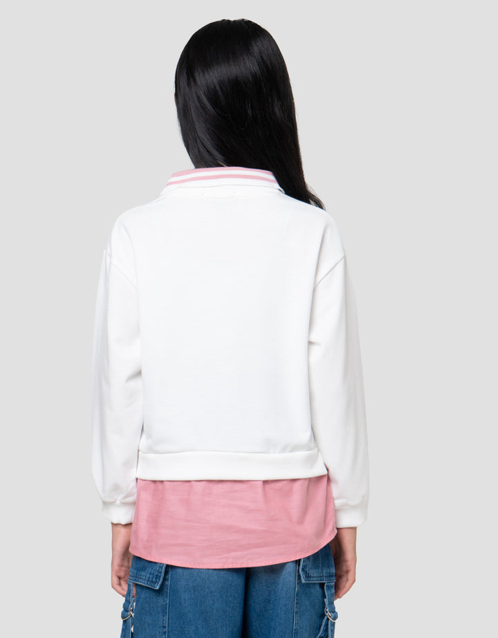 Nevada Chicago With Woven Pink Ribbon Sweater Anak Perempuan