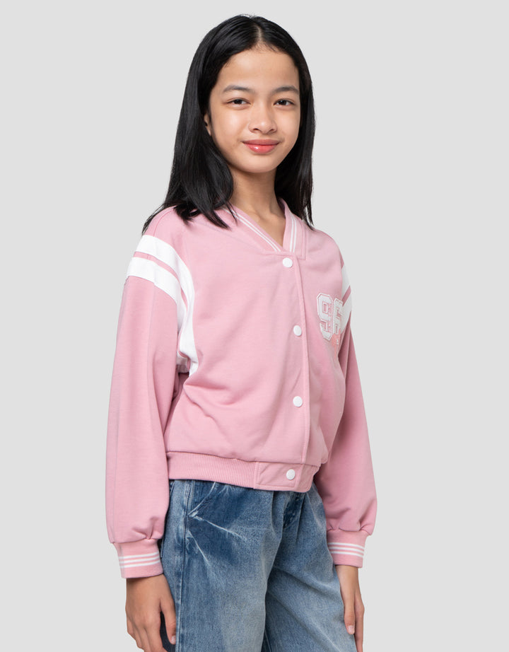 Nevada Varcity Embro Number Ribbon Jaket Bomber Anak Perempuan