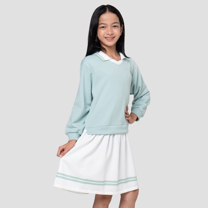 Nevada Kerah Wangki Bordir Dress Anak Perempuan