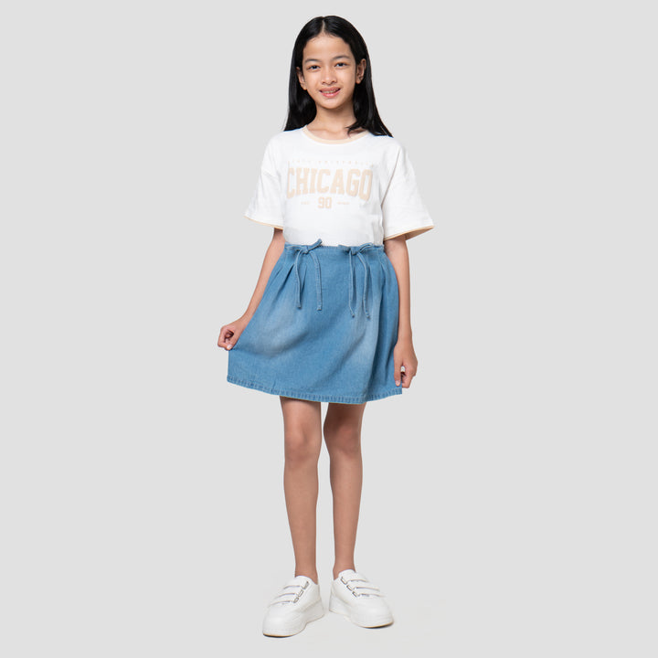 Nevada Lipit Aplikasi Pita Celana Rok Anak Perempuan