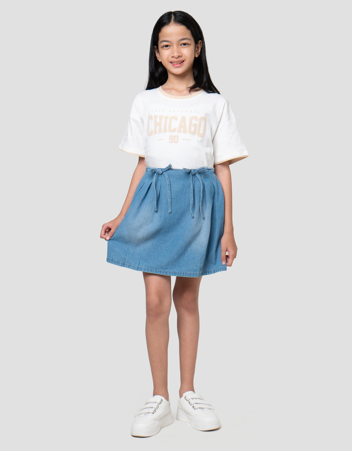 Nevada Lipit Aplikasi Pita Celana Rok Anak Perempuan