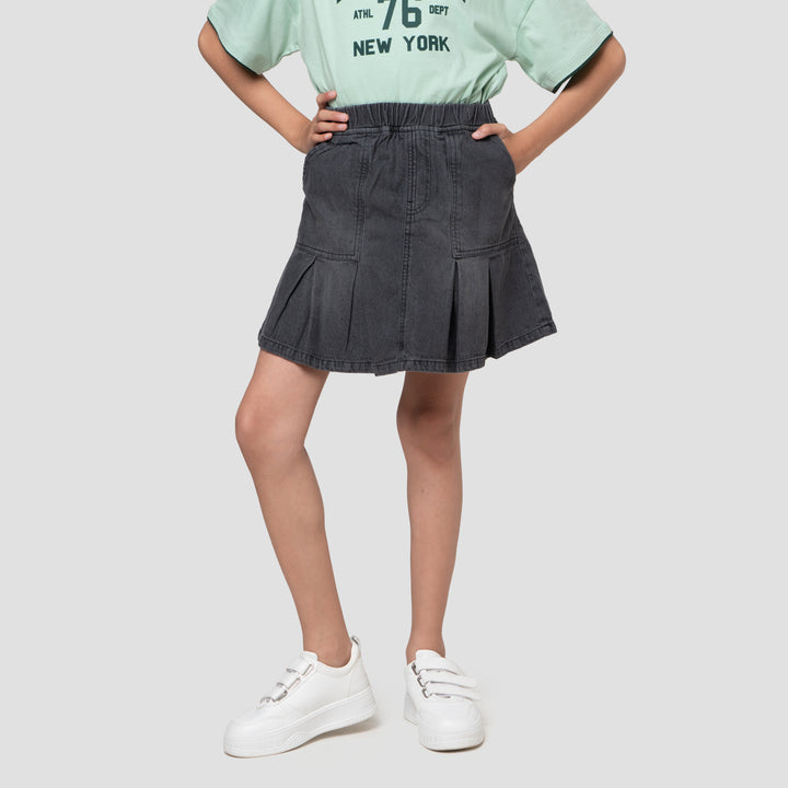 Nevada Lipit Kantong Tempel Kotak Celana Rok Anak Perempuan