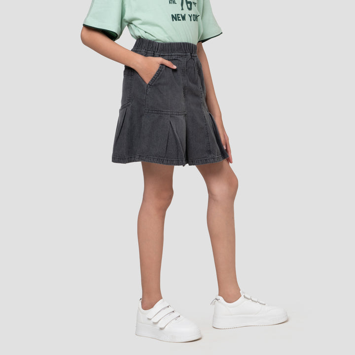 Nevada Lipit Kantong Tempel Kotak Celana Rok Anak Perempuan