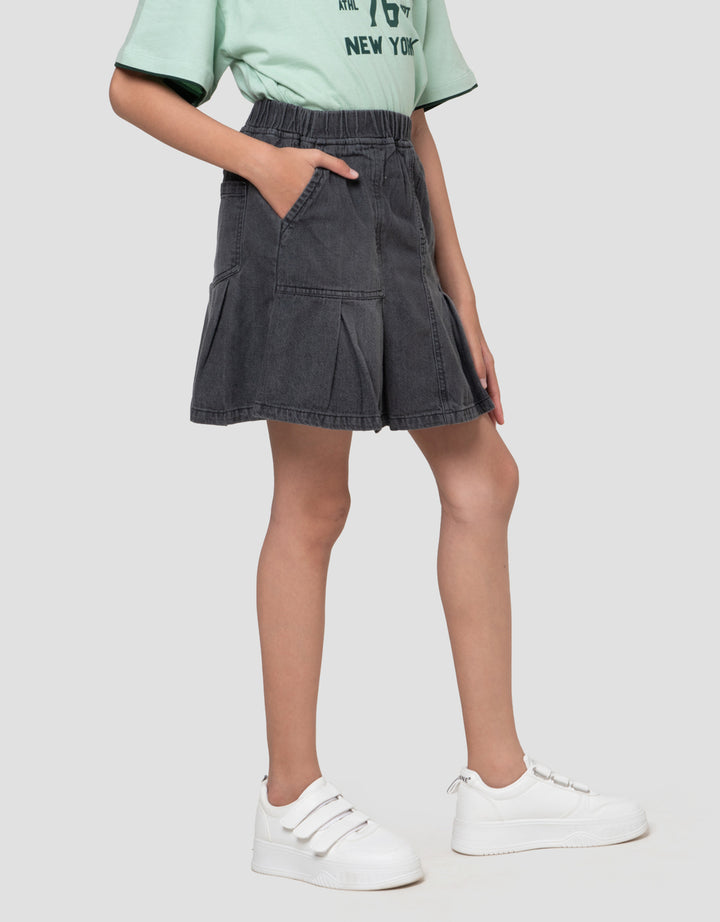 Nevada Lipit Kantong Tempel Kotak Celana Rok Anak Perempuan