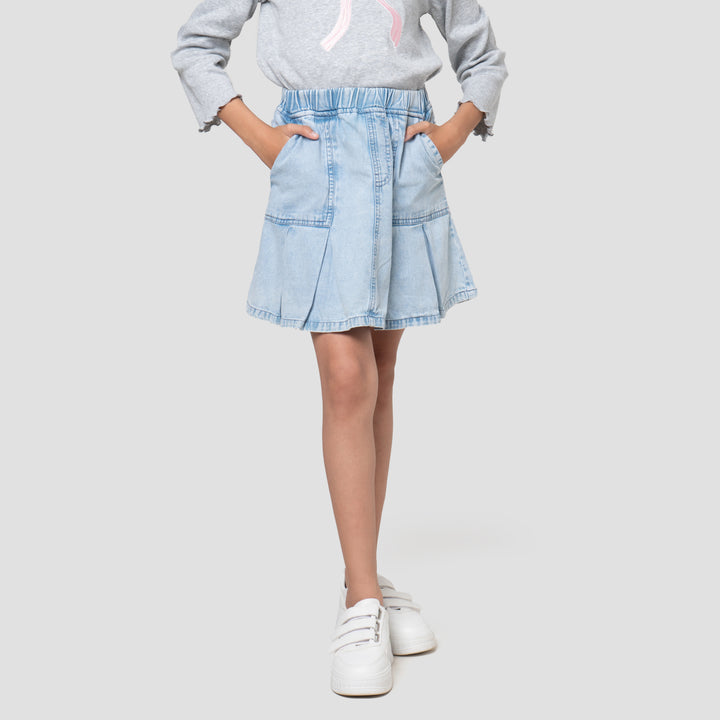 Nevada Lipit Kantong Tempel Miring Celana Rok Anak Perempuan