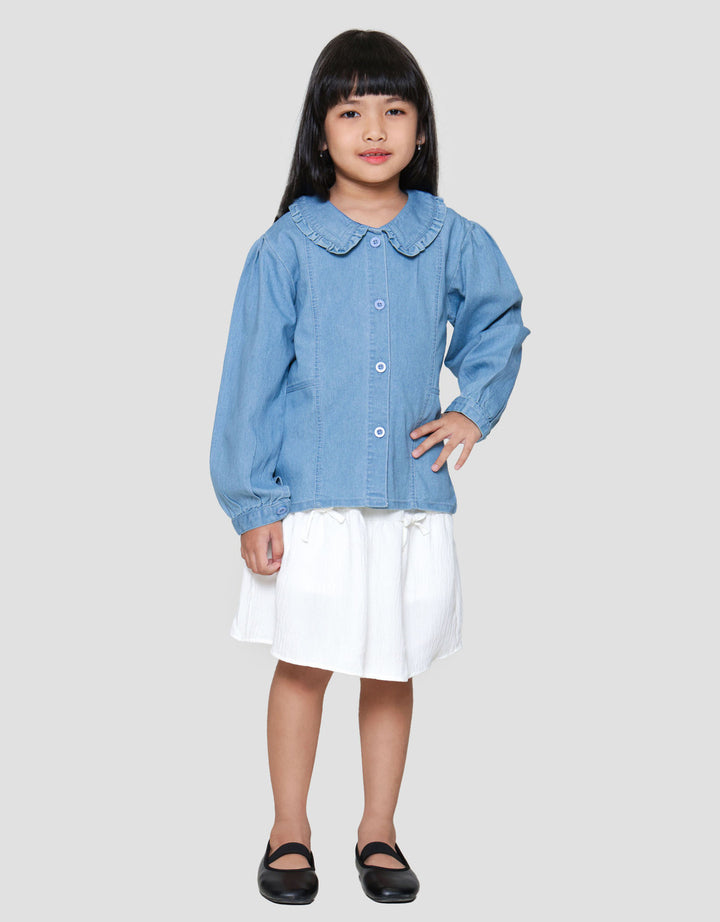 Little M Outer Kerah Ruffle Jaket Denim Anak Perempuan
