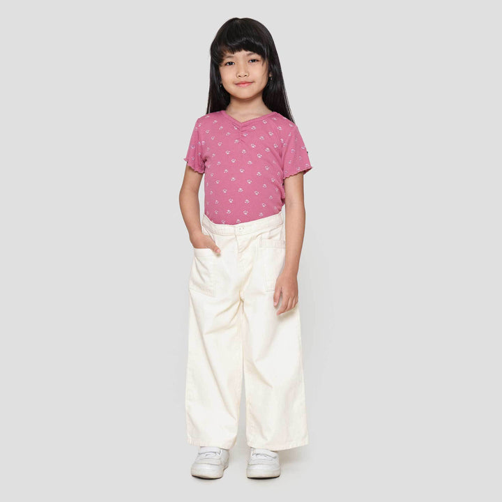 Little M Wide Leg With Contrast Stitch Celana Anak Perempuan