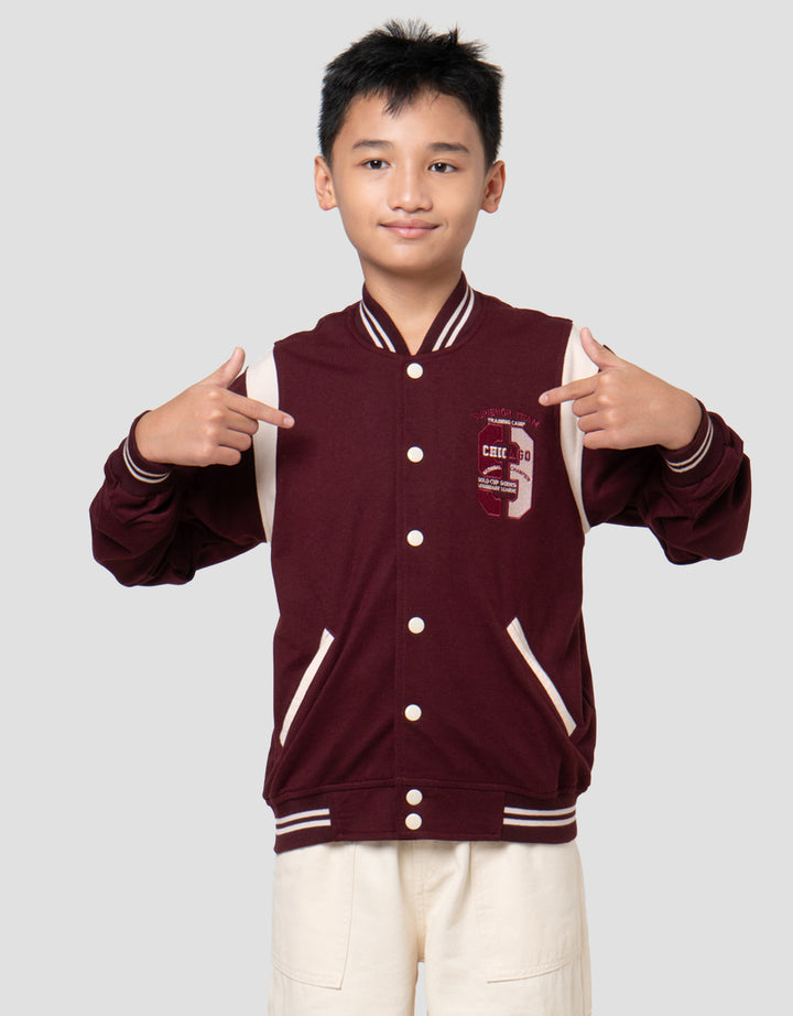 Nevada Varsity Contrast Sleeve Curve With Embro Jaket Anak Laki-laki