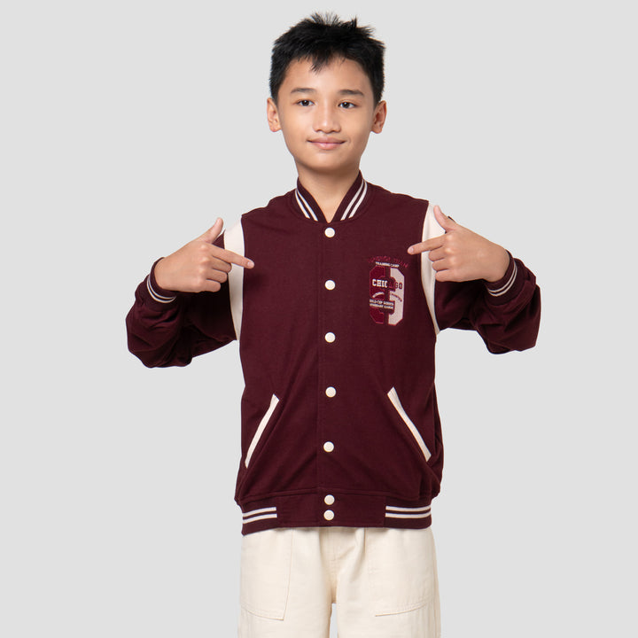 Nevada Varsity Contrast Sleeve Curve With Embro Jaket Anak Laki-laki