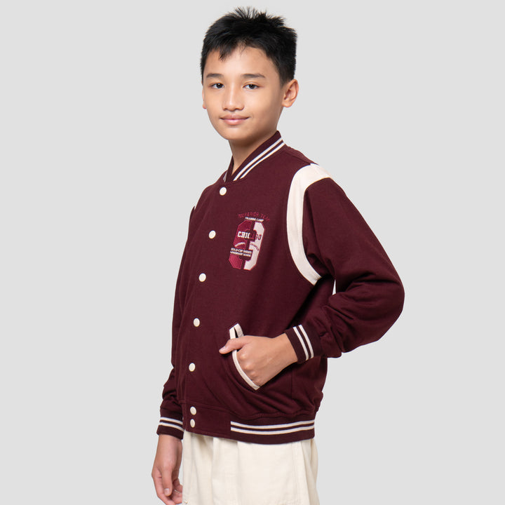 Nevada Varsity Contrast Sleeve Curve With Embro Jaket Anak Laki-laki