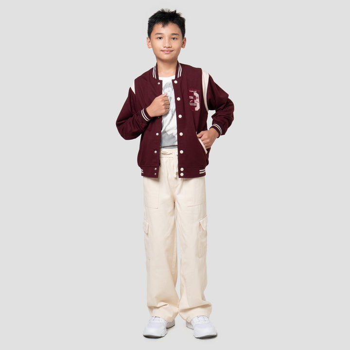 Nevada Varsity Contrast Sleeve Curve With Embro Jaket Anak Laki-laki