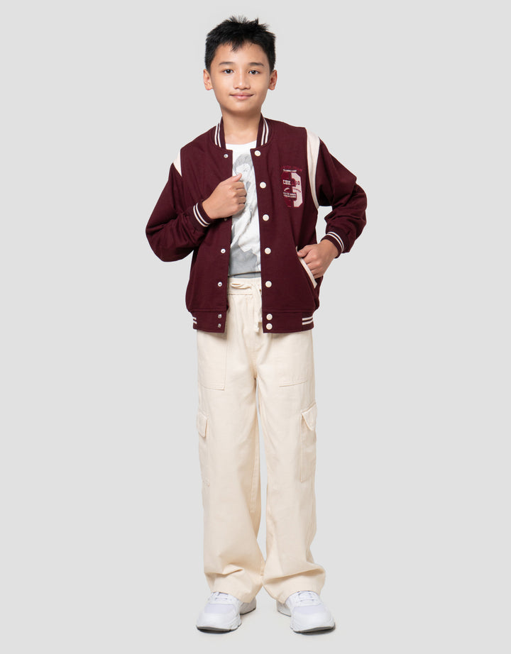 Nevada Varsity Contrast Sleeve Curve With Embro Jaket Anak Laki-laki