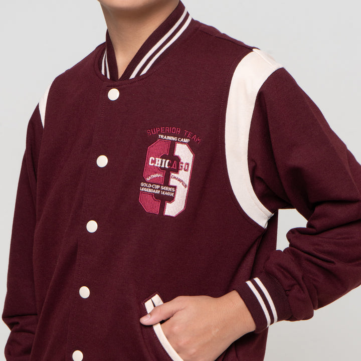 Nevada Varsity Contrast Sleeve Curve With Embro Jaket Anak Laki-laki