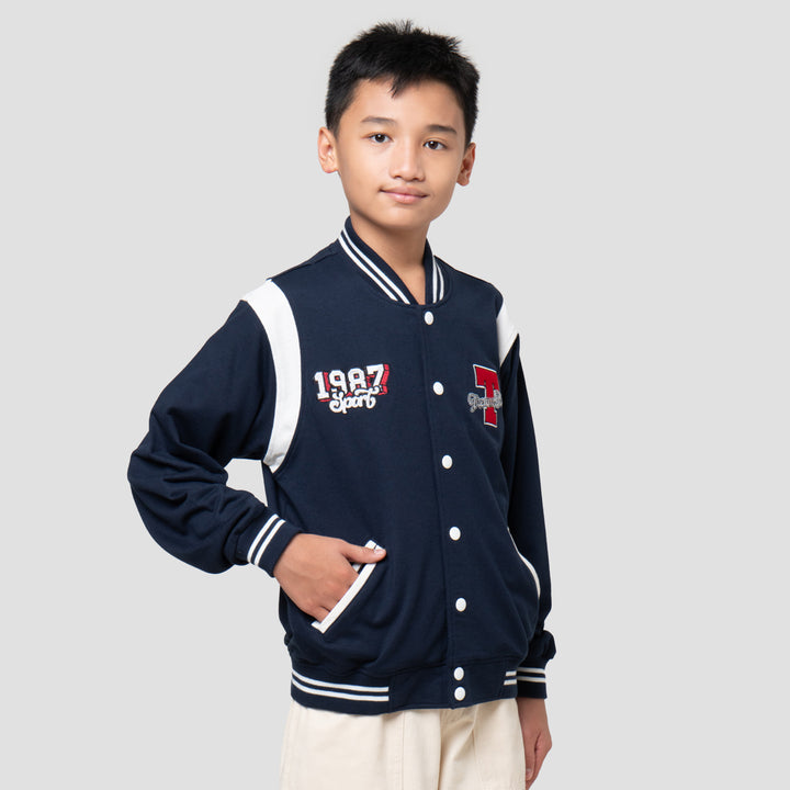 Nevada Varsity Contrast With Embro Jaket Anak Laki-laki