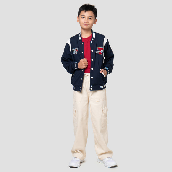 Nevada Varsity Contrast With Embro Jaket Anak Laki-laki