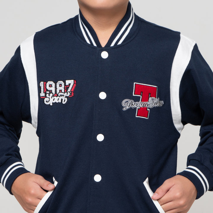 Nevada Varsity Contrast With Embro Jaket Anak Laki-laki