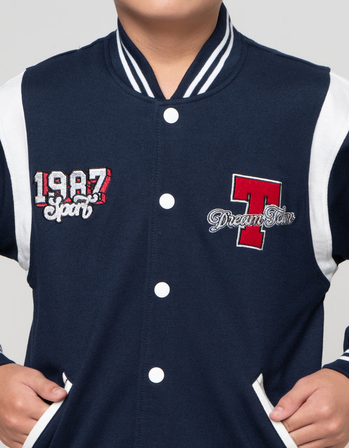 Nevada Varsity Contrast With Embro Jaket Anak Laki-laki