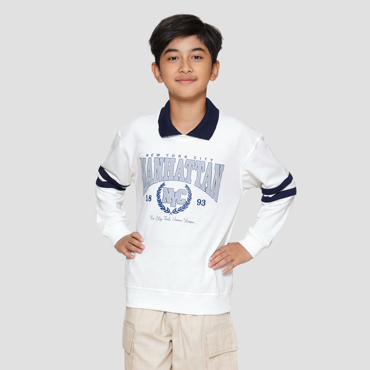 Nevada Collar Print Manhattan Sweater Anak Laki-laki
