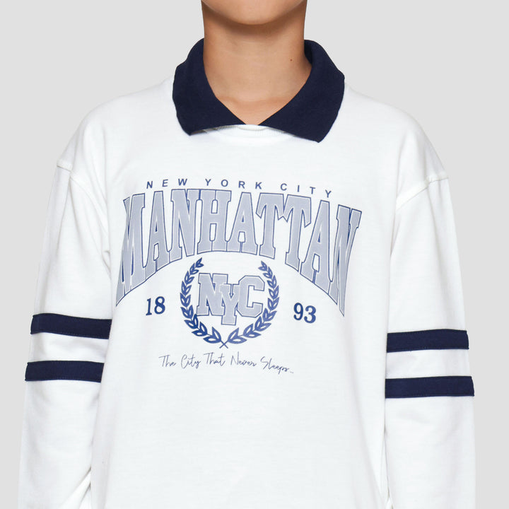 Nevada Collar Print Manhattan Sweater Anak Laki-laki