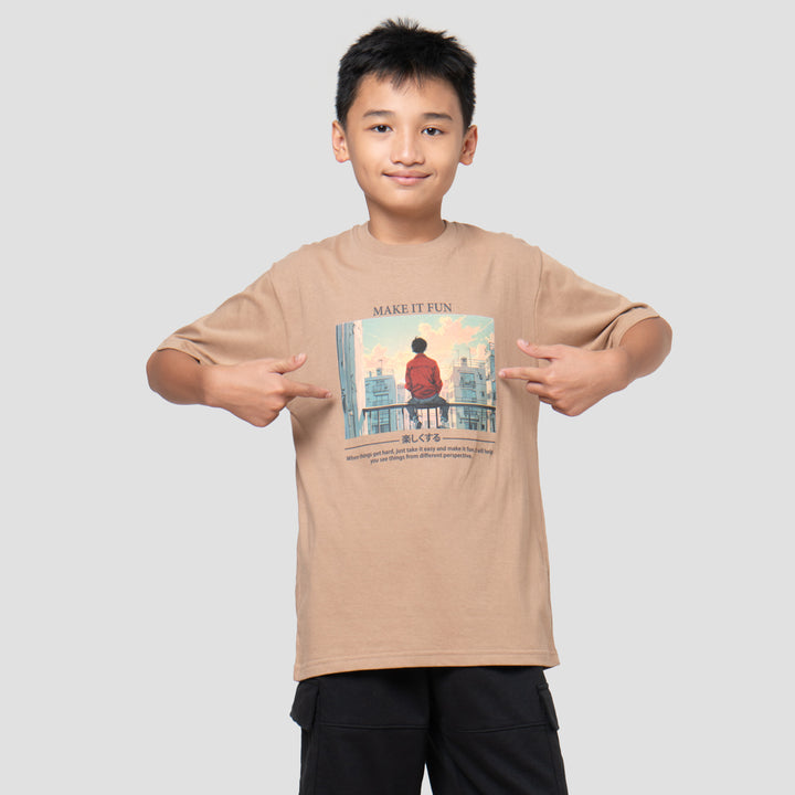 Nevada Photo Print Calm Down Kaos Anak Laki-laki