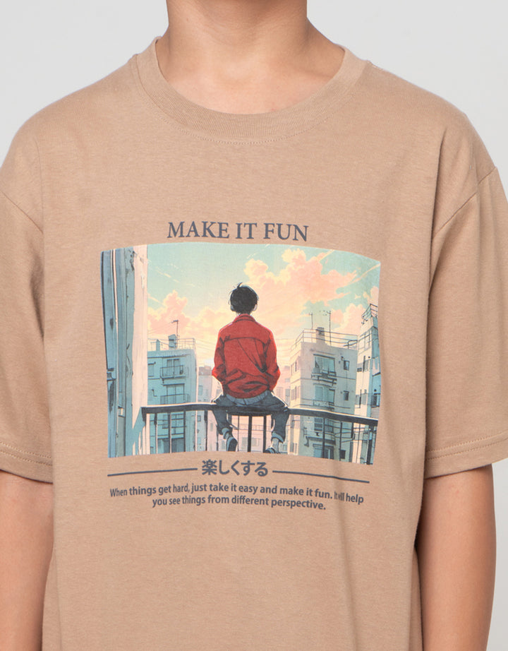 Nevada Photo Print Calm Down Kaos Anak Laki-laki