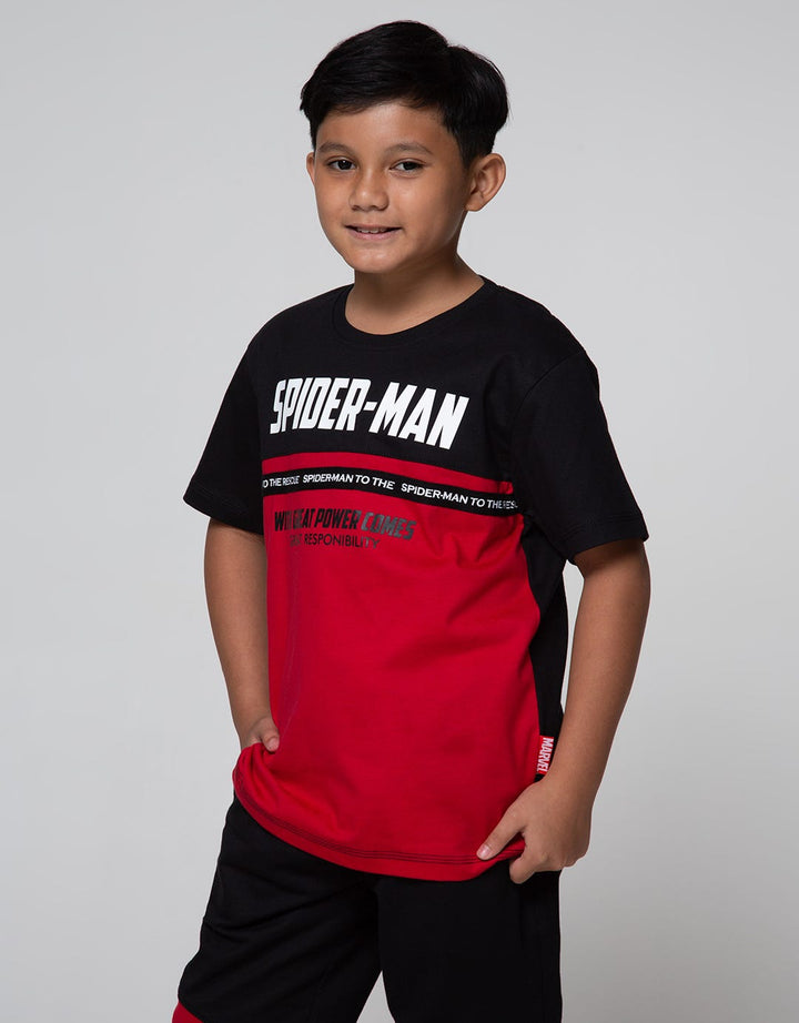 Marvel Spiderman Cut Sewn Ribbon Short Sleeve T-Shirt