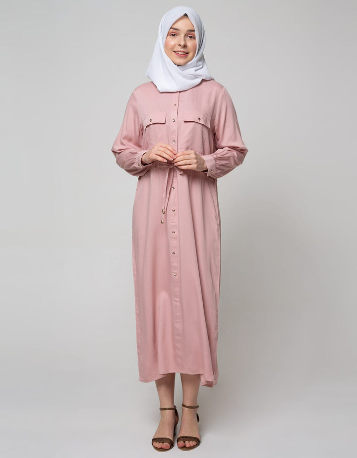 Annisa Long Sleeve Maxi Dress Pocket Chest Pocket