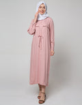 Annisa Long Sleeve Maxi Dress Pocket Chest Pocket