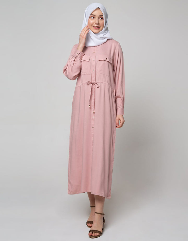 Annisa Long Sleeve Maxi Dress Pocket Chest Pocket